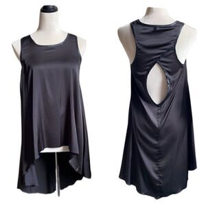 RUDSAK Black Hi/Low Silky Sleeveless Blouse w/Open Back (Size: Small)